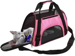 img 4 attached to 🐾 TAHNSTY Pet Carrier Bag - Portable Cat Travel Bag, Airline Approved Duffle Bag for Small Dogs, Cats, Puppies & Small Animals