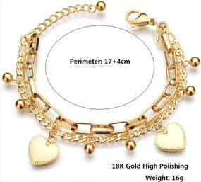 img 1 attached to Stylish Multi-Chain Bracelet With Gold Finish And Charms For Women - LUREME Stainless Steel Collection