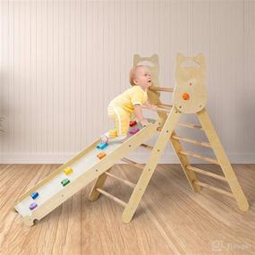 img 4 attached to 🧗 2-in-1 Pikler Triangle Montessori Climber with Ramp & Slide - Foldable Wooden Climbing Set for Toddler Climbers, Suitable for Outdoor & Indoor Gym - BABY K Pikler Triangle