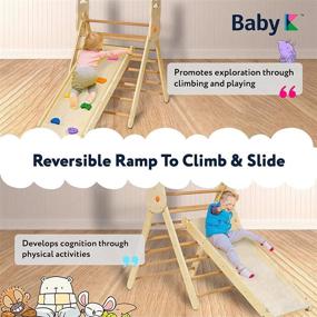 img 2 attached to 🧗 2-in-1 Pikler Triangle Montessori Climber with Ramp & Slide - Foldable Wooden Climbing Set for Toddler Climbers, Suitable for Outdoor & Indoor Gym - BABY K Pikler Triangle