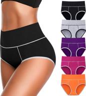 cotton high waist panties for women - soft and comfy full coverage briefs with stretch and breathable fabric logo