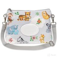 🐻 small and cute baby diaper clutch bag with nature theme, wipes holder, bags dispenser, adjustable cross-body straps - animal world design logo