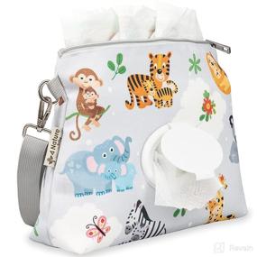 img 2 attached to 🐻 Small and Cute Baby Diaper Clutch Bag with Nature Theme, Wipes Holder, Bags Dispenser, Adjustable Cross-Body Straps - Animal World Design