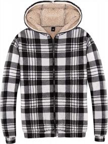 img 3 attached to Women'S Plaid Fleece Hooded Sherpa Lined Full-Zip Hoodie Sweatshirt Jackets