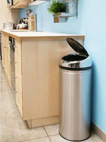 img 2 attached to ITouchless 13 Gallon Sensor Kitchen Trash Can With Odor Control System, Brushed Stainless Steel Round Garbage Bin For Home Or Office - IT13RCB