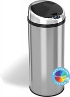 itouchless 13 gallon sensor kitchen trash can with odor control system, brushed stainless steel round garbage bin for home or office - it13rcb logo