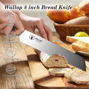 img 3 attached to The Perfect Bread Knife: WALLOP 8 Inch Serrated Cake Knife And Bread Slicer With Full Tang Pakkawood Handle, German HC Stainless Steel In Gift Box - Jane Series