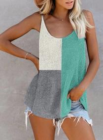 img 3 attached to Colorblock Knit Tank Tops For Women - Basic Sleeveless Scoop Neck Shirts With Flowy Fit, Strappy Detailing, And Casual Office Style - S-2XL Sizes Available By BLENCOT