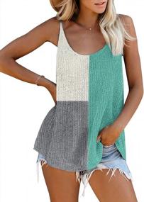 img 4 attached to Colorblock Knit Tank Tops For Women - Basic Sleeveless Scoop Neck Shirts With Flowy Fit, Strappy Detailing, And Casual Office Style - S-2XL Sizes Available By BLENCOT