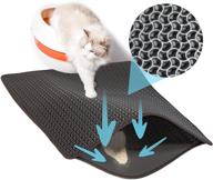 🐱 shekkam cat litter mat: 29.5 x 23.6'' double-layer, phthalate-free, urine proof & waterproof, enhanced litter trapping mat for larger holes, cat litter box mat logo