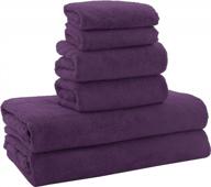 moonqueen plum ultra soft towel set - quick-drying microfiber coral velvet - 2 bath towels, 2 hand towels, 2 washcloths - highly absorbent for bath, fitness, sports, yoga, travel (6-piece) logo