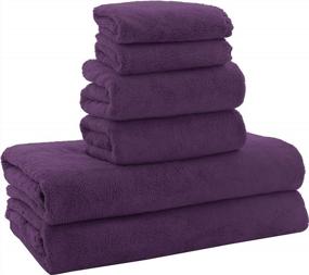 img 4 attached to MOONQUEEN Plum Ultra Soft Towel Set - Quick-Drying Microfiber Coral Velvet - 2 Bath Towels, 2 Hand Towels, 2 Washcloths - Highly Absorbent For Bath, Fitness, Sports, Yoga, Travel (6-Piece)