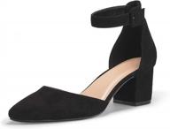 laicigo women’s pointed toe pumps ankle strap buckle chunky block heel dress d’orsay sandals логотип