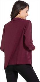 img 2 attached to Women'S Wine Red 3/4 Sleeve Business Blazer Cardigan Jacket - Office Work Open Front Ruched Lightweight Draped
