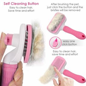 img 2 attached to TIMINGILA Self Cleaning Slicker Brush For Dogs And Cats,Pet Grooming Tool,Removes Undercoat,Shedding Mats And Tangled Hair ,Dander,Dirt, Massages Particle,Improves Circulation