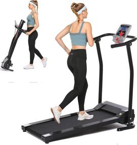 img 4 attached to Electric Folding Treadmill With Auto Stop Safety Function, LCD Monitor For Running Walking Jogging Exercise Fitness Machine Home Gym