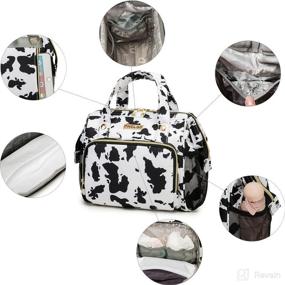 img 3 attached to 🐄 Compact Diaper Bag, Baby Tote Bag for Shopping & Walking, Travel Backpack for Kids (Cow)