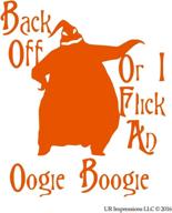 ur impressions iorn back off. oogie boogie decal vinyl sticker - intense orange, 5.5 x 5.2 inch, uri378-io logo