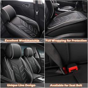 img 2 attached to High-Quality Car Seat Covers Full Set for Honda Civic 2003-2021 - Waterproof PU Leather Seat Cushion Custom Fit - Black and White Design