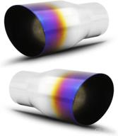 🔵 kedakeji 2pcs 2.5-inch inlet blue burnt weld on exhaust tip - 2.5" inlet, 3.5" outlet, 7.75" long - slant cut, high-quality 304 stainless steel tailpipe logo