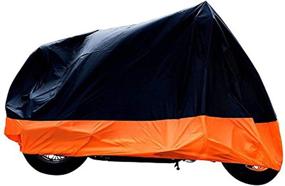 img 4 attached to 🏍️ XYZCTEM Motorcycle Cover - All Season Black & Orange, Waterproof Outdoor Sun Cover for Motorcycles, Fits Motors up to 91 Inches (L)