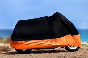 img 2 attached to 🏍️ XYZCTEM Motorcycle Cover - All Season Black & Orange, Waterproof Outdoor Sun Cover for Motorcycles, Fits Motors up to 91 Inches (L)