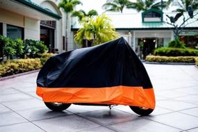 img 3 attached to 🏍️ XYZCTEM Motorcycle Cover - All Season Black & Orange, Waterproof Outdoor Sun Cover for Motorcycles, Fits Motors up to 91 Inches (L)