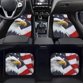 img 3 attached to CLOHOMIN American Flag Eagle Print Car Floor Mats For Front Rear Full Set Rubber Backed Automotive Carpets All Weather Heavy Duty Floor Mat Accessories Fit For SUV Truck Van Sedan