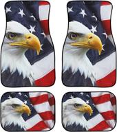 clohomin american flag eagle print car floor mats for front rear full set rubber backed automotive carpets all weather heavy duty floor mat accessories fit for suv truck van sedan logo