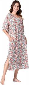 img 2 attached to Plus-Sized Comfort: WEKILI Womens V Neck Ultra-Soft Nightgowns With Pockets & Oversized Loose Fit