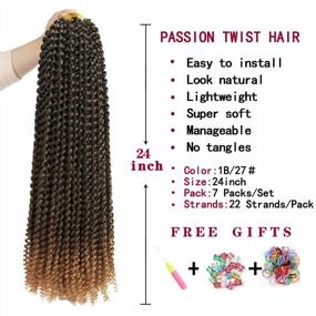 img 3 attached to Get Boho-Chic With 24 Inch Ubeleco Ombre Blonde Passion Twist Crochet Hair For Women