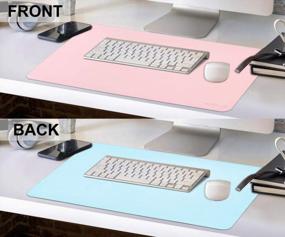 img 3 attached to Stylish And Functional Desk Pad Set: Dual-Sided Pink/Blue XL Desk Mat + 2 Waterproof PU Leather Mouse Pads For Laptop, Home Office Table Protection And Blotter Gifts
