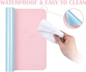 img 2 attached to Stylish And Functional Desk Pad Set: Dual-Sided Pink/Blue XL Desk Mat + 2 Waterproof PU Leather Mouse Pads For Laptop, Home Office Table Protection And Blotter Gifts