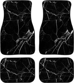 img 2 attached to 🚗 JEOCODY Universal Fit Black Marbles Print Car Floor Mats - Set of 4 Pieces | All-Weather Automotive Front & Rear Foot Carpets with Anti-Slip Cushion | Heavy Dust Protection | Vehicle Accessories