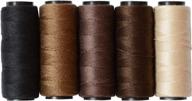 🧵 versatile 5 rolls sewing threads for hand sewing, hair extensions, wigs diy, and more (black, brown, dark brown, beige, khaki) logo