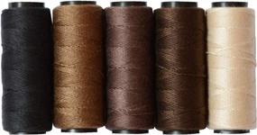 img 4 attached to 🧵 Versatile 5 Rolls Sewing Threads for Hand Sewing, Hair Extensions, Wigs DIY, and More (Black, Brown, Dark Brown, Beige, Khaki)