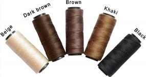 img 3 attached to 🧵 Versatile 5 Rolls Sewing Threads for Hand Sewing, Hair Extensions, Wigs DIY, and More (Black, Brown, Dark Brown, Beige, Khaki)