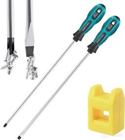 img 4 attached to 🔧 IEBUOBO 10-inch Screwdriver Set - Magnetic Tip Cross Head & Flat Head NO.2 - 2 Packs with Magnetizer/Demagnetizer Tool