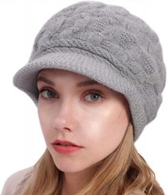 img 4 attached to Winter Women'S Cable Knit Beanie Hat With Visor For Warmth And Style - Muryobao Slouchy Skull Cap