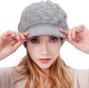 img 3 attached to Winter Women'S Cable Knit Beanie Hat With Visor For Warmth And Style - Muryobao Slouchy Skull Cap