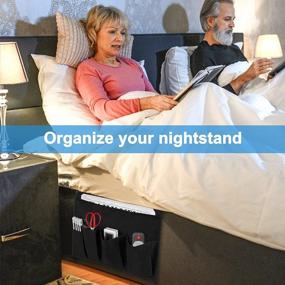 img 2 attached to 2 Pack Bedside Caddy Hanging Storage Organizer For Magazines, Books, Glasses, Phones & TV Remote - 5 Pockets For Bedroom Or College Dorm Organization