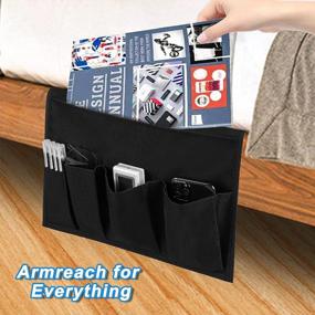 img 3 attached to 2 Pack Bedside Caddy Hanging Storage Organizer For Magazines, Books, Glasses, Phones & TV Remote - 5 Pockets For Bedroom Or College Dorm Organization