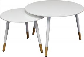 img 3 attached to EHemco Euro End Coffee Table Side Table, White, 2 Piece Set