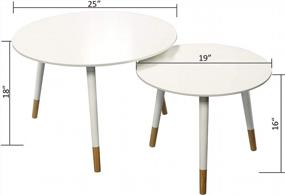 img 1 attached to EHemco Euro End Coffee Table Side Table, White, 2 Piece Set