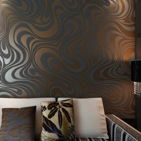 img 2 attached to Transform Your Living Room With Q QIHANG Modern Abstract Curve 3D Wallpaper Roll