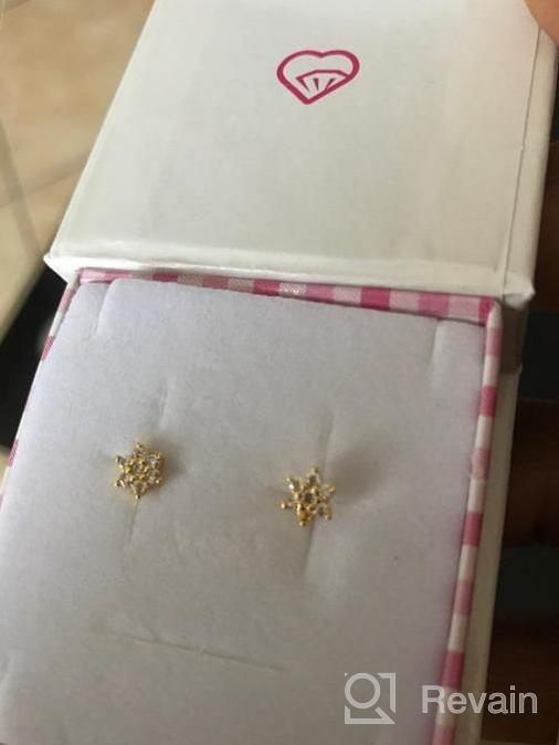 img 1 attached to Delicate and Sparkling 5mm Gold Plated Cubic Zirconia Flower Safety Screw Back Earrings for Babies, Toddlers, and Little Girls - Lovely Floral Studs for Enhanced SEO review by Kim Evans