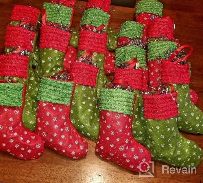 img 1 attached to 24 Pcs 9 Inches Felt Christmas Mini Stockings Snowflake Printed Gift Card Silverware Holders Bulk Treats For Neighbors Coworkers Kids Small Rustic Red Xmas Tree Decorations Set review by Richard Edwar