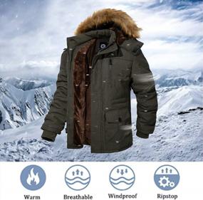 img 1 attached to Мужская теплая зимняя куртка-пуховик с капюшоном и флисовой подкладкой, анорак, ветровка