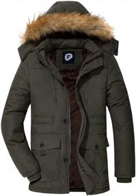 img 4 attached to Мужская теплая зимняя куртка-пуховик с капюшоном и флисовой подкладкой, анорак, ветровка