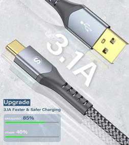 img 3 attached to Кабель USB C 3.1A для быстрой зарядки [2-Pack 3.3Ft] Зарядный кабель USB Type C Нейлоновый плетеный шнур для Samsung Galaxy S22 S21 S20 S10 S9 S8 Note 20 10 9 8 A12 A13 A53 Tab S8 S7 S6 A8 Fire HD 10 8 LG Moto PS5
